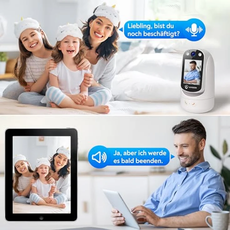 LUVISION WLAN PTZ Autotracking Funk Überwachungskamera Video Anrufkamera Telefonkamera für Senioren mit Gegensprechfunktion für Kinder mit Lautsprecher, Telefon-App, Bildschirm, Nachtsicht – Bild 4