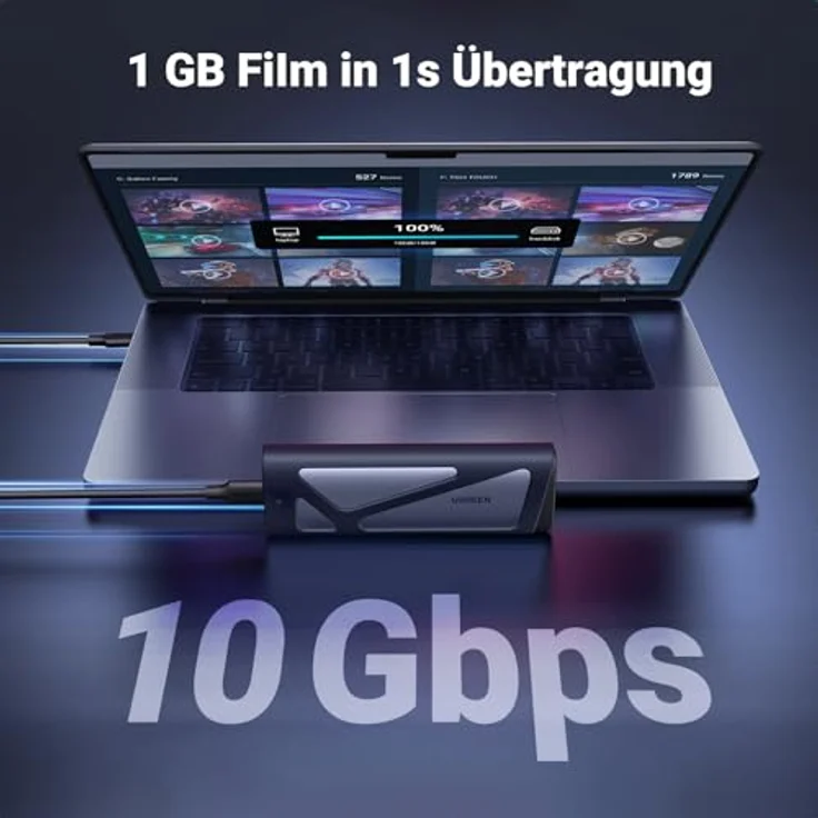 UGREEN M2 SSD Gehäuse für NVME/SATA, USB 3.2 Gen 2 10Gbps, kompatibel mit M-Key und B&M-Key, Aluminiumlegierung, für SSDs bis 4 TB – Bild 2