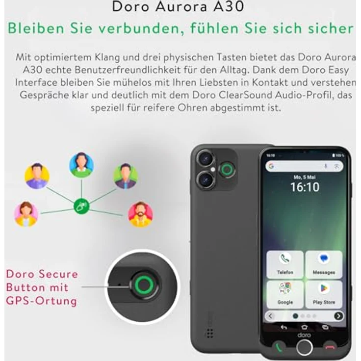 DORO Aurora A30, Smartphone mit 128 GB Speicher, 6,1 Zoll Display, Dual SIM, Graphit – Bild 4