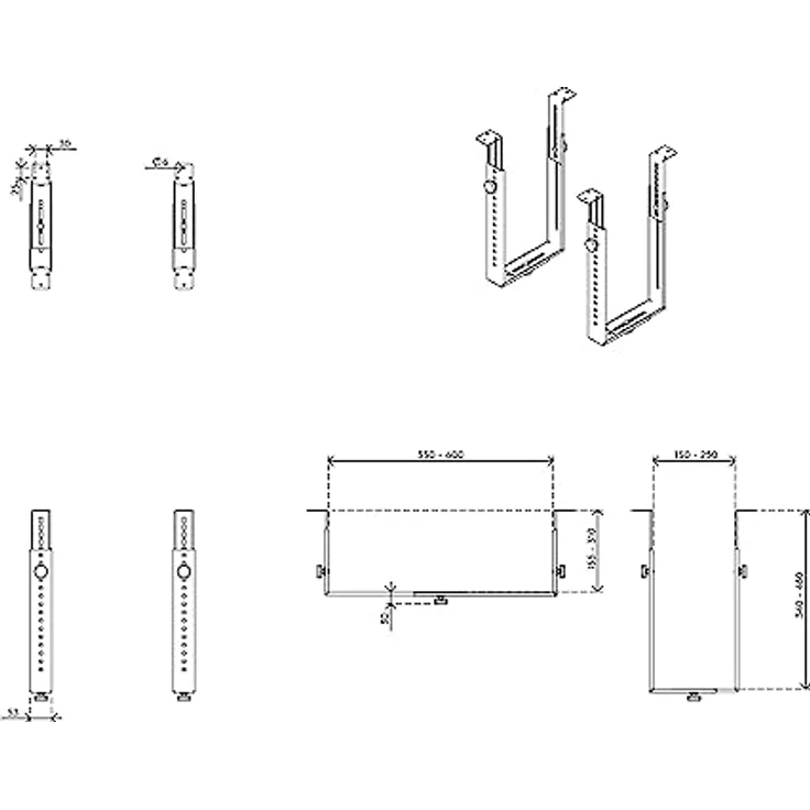 Dataflex Viewgo Computerhalterung - Schreibtisch 32.182 Silber, verstellbare PC-Halterung aus Stahl, Unter dem Tisch Computerhalterung, horizontale und vertikale Montage, Nutzlast bis 35 kg – Bild 3
