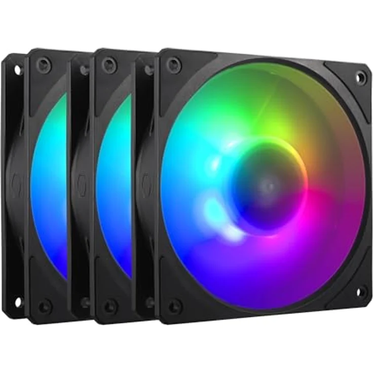 Cooler Master Mobius 120P ARGB 3-Pack, 120 mm Gehäuselüfter mit innovativem Ringblatt-Design und A1 Mini-LED-Controller, Schwarz – Bild 2