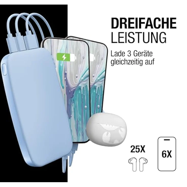 Fresh 'n Rebel Powerbank 18000mAh, tragbarer externer Akku mit USB-C, Fast Charge 20W, 6 Sicherheitsfunktionen, farblich Vivid Blue – Bild 3