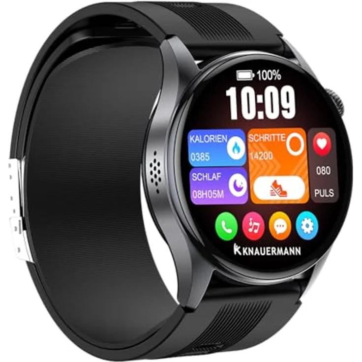 Knauermann PRO 4 Air Senioren-Smartwatch mit Sturzerkennung, SOS-Funktion und rundem Design, Schwarz – Bild 3