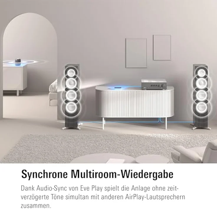 Eve Play – Audiostreaming Adapter für AirPlay, Automatischer Latenzausgleich, Leistungsstarker Digital-Analog-Wandler, DREI Audioausgänge, Apple Home, Ethernet und WiFi – Bild 4