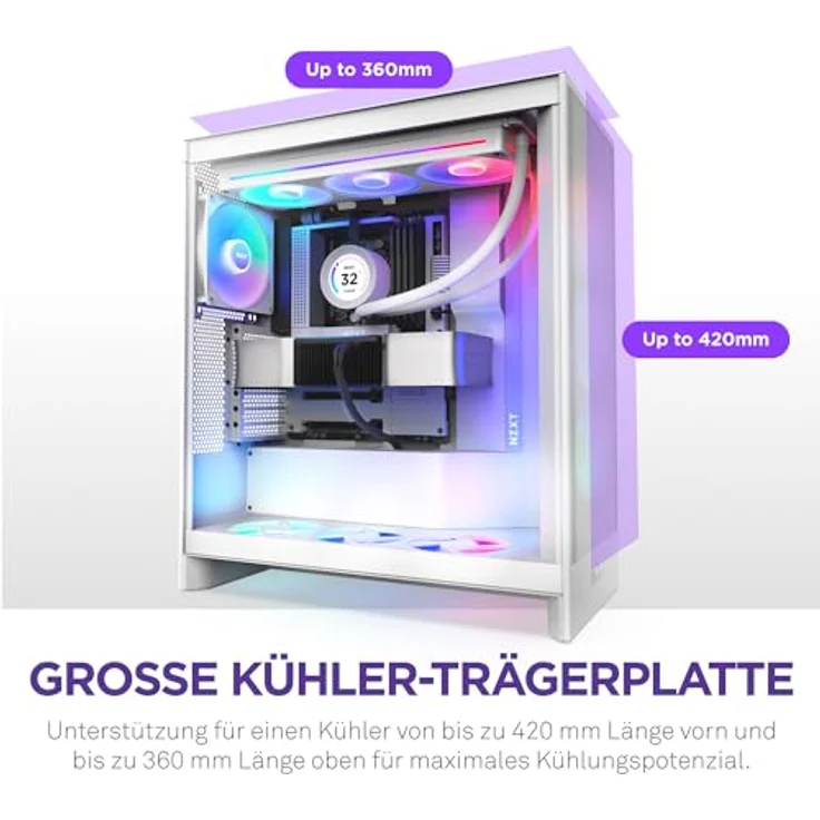 NZXT H7 Flow RGB (2024) Mid-Tower White (ATX), PC Gehäuse, Weiss – Bild 5