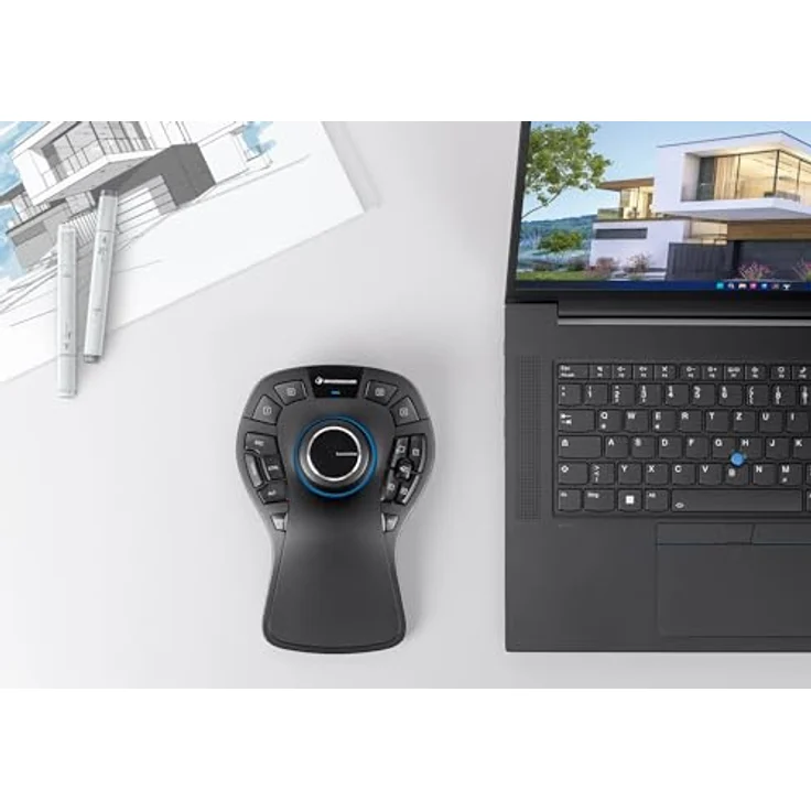 3Dconnexion SpaceMouse Pro Wireless Bluetooth 3D-Maus mattschwarz, patentsierte Sensortechnologie, QuickView-Tasten, wiederaufladbarer Akku. – Bild 4