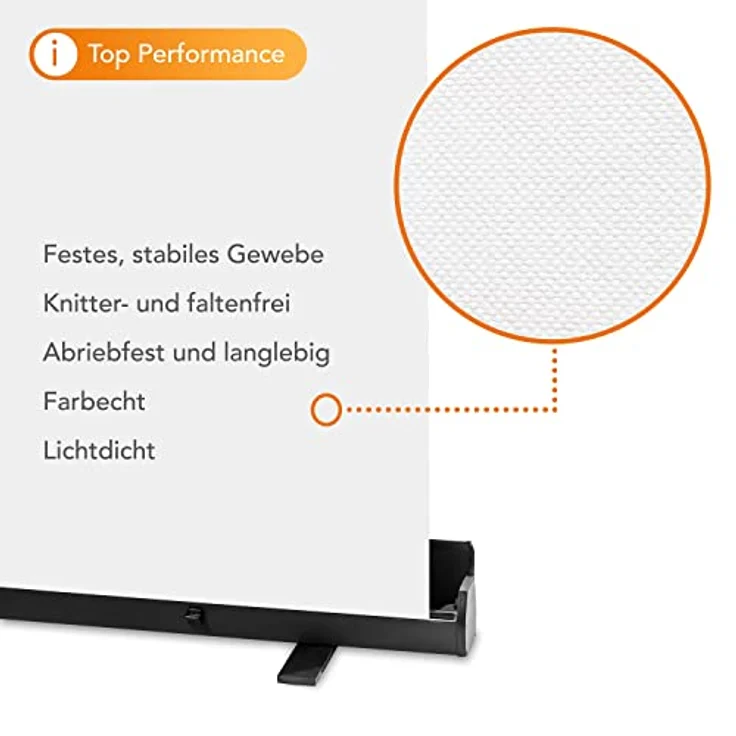 Walimex pro Roll-up Panel Hintergrund (220 cm, 210 cm), Hintergrundsystem, Weiss, extra grosse Standfläche und pneumatischer Spannmechanismus – Bild 5