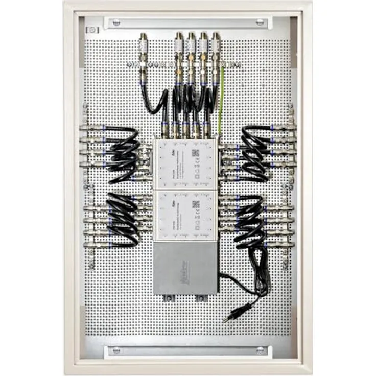 FMP 516 SL Multischalter-Paneel | Multischalter-Multiswitch 16 Teilnehmer, ein Satellit, komplett vormontiert auf Montageplatte mit Erdung-Potentialausgleich-Überspannungsschutz, EN-VDE-konform