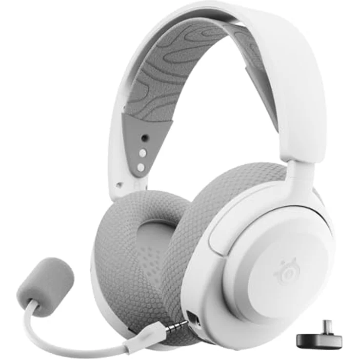SteelSeries Arctis Nova 3P Wireless Gaming-Headset, 40 Std. Akku, App-Steuerung, Neodym-Magnet-Treiber, 2,4 GHz/Bluetooth, abnehmbares Mikrofon, weiß – Bild 1