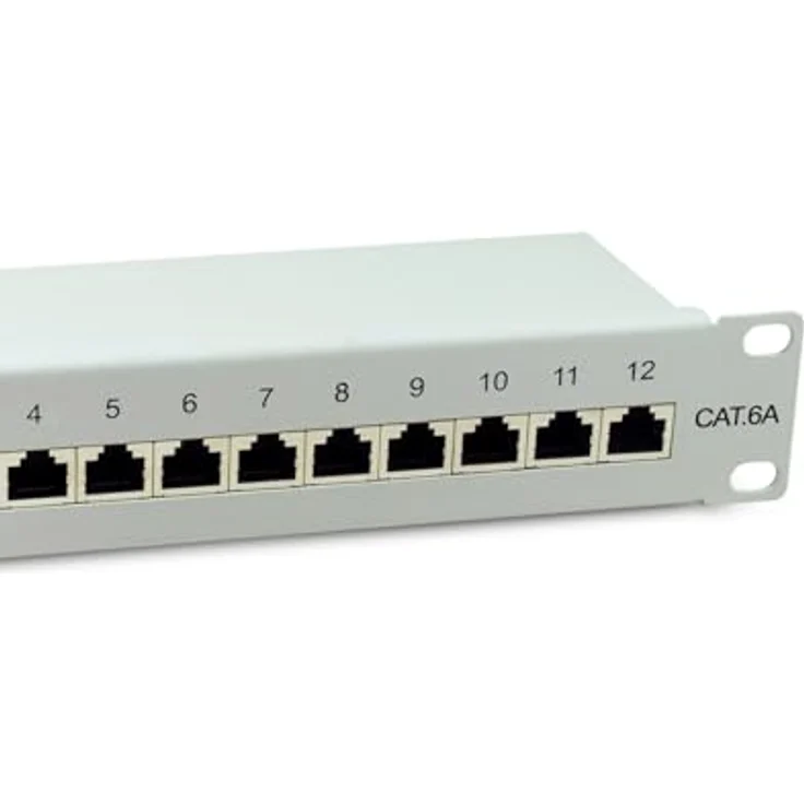 Equip 326523 12-Port Cat.6A geschirmtes Patchpanel, 10", Lichtgrau, bis zu 500 MHz, 10GBase-T, 1HE – Bild 5