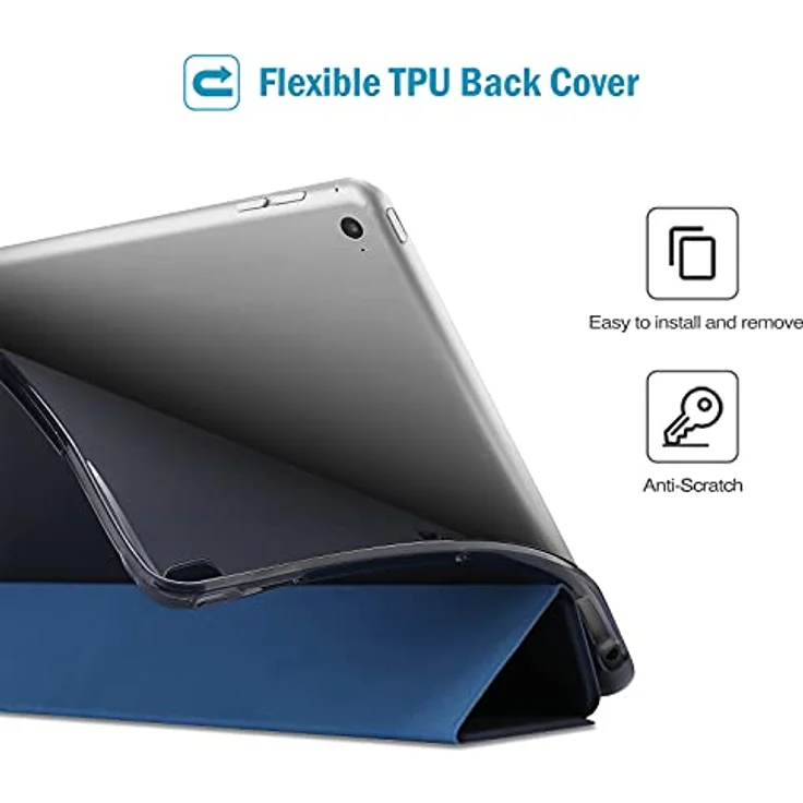 ProCase Soft Hülle für iPad 9.7 Zoll 6. Generation 2018 / 5. Generation 2017 / iPad Air 1/2, Weiche TPU Schutzhülle mit Auto Schlaf/Wach-Modus und transluzenter Rückseite - Navy – Bild 3