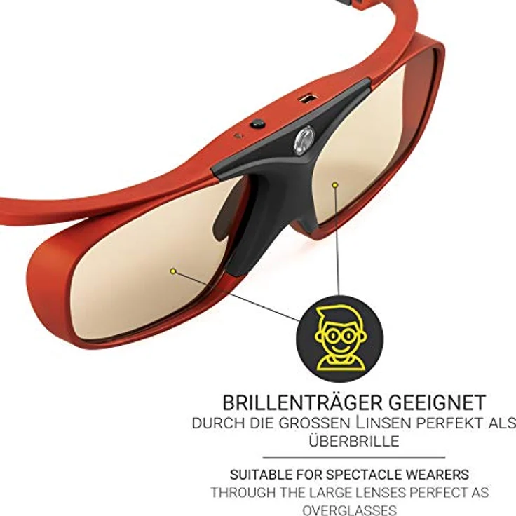 Hi-Shock Scarlet Heaven 3D Brille - DualView, DualPlay, Lange Akkulaufzeit - kompatibel mit Sony, Samsung, Panasonic 3D TV & 3D-RF Beamer – Bild 5