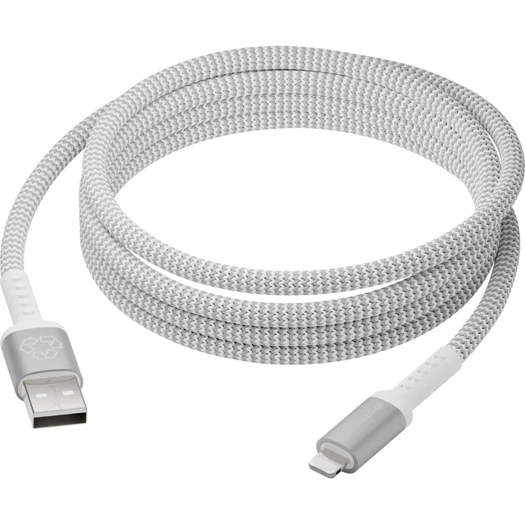 dbramante1928 re-charge BRD Kabel, 2.5m USB-A zu Lightning, 100% recycelbar, MFI-zertifiziert, case-friendly Design, weiß