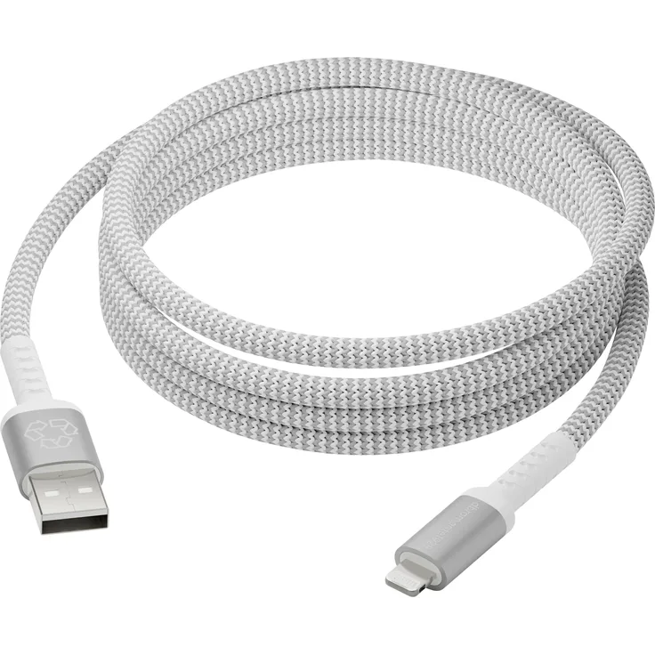 dbramante1928 re-charge BRD Kabel, 2.5m USB-A zu Lightning, 100% recycelbar, MFI-zertifiziert, case-friendly Design, weiß
