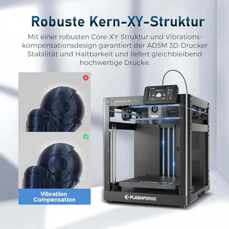 FLASHFORGE Adventurer 5M 3D-Drucker, hohe Geschwindigkeit, automatische Upgrade-Funktion, Schnellwechseldüse, PEI-Platte, 220 x 220 x 220 mm – Bild 5