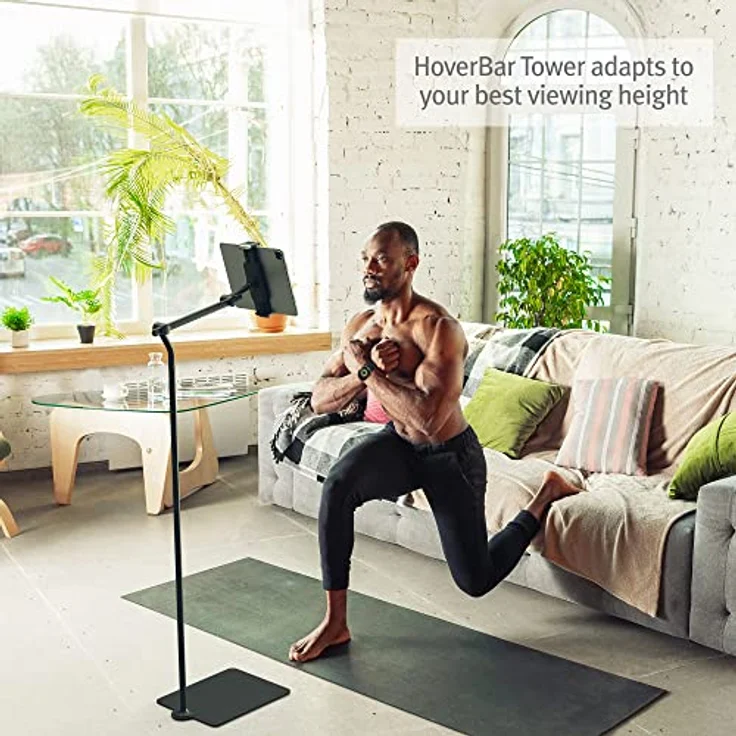 Twelve South HoverBar Tower | Multi-Angle Universal Tablet & iPad Floor Stand Holder for Apple Fitness+, Peloton/Stationary Bikes, Exercise and More (Black) – Bild 3
