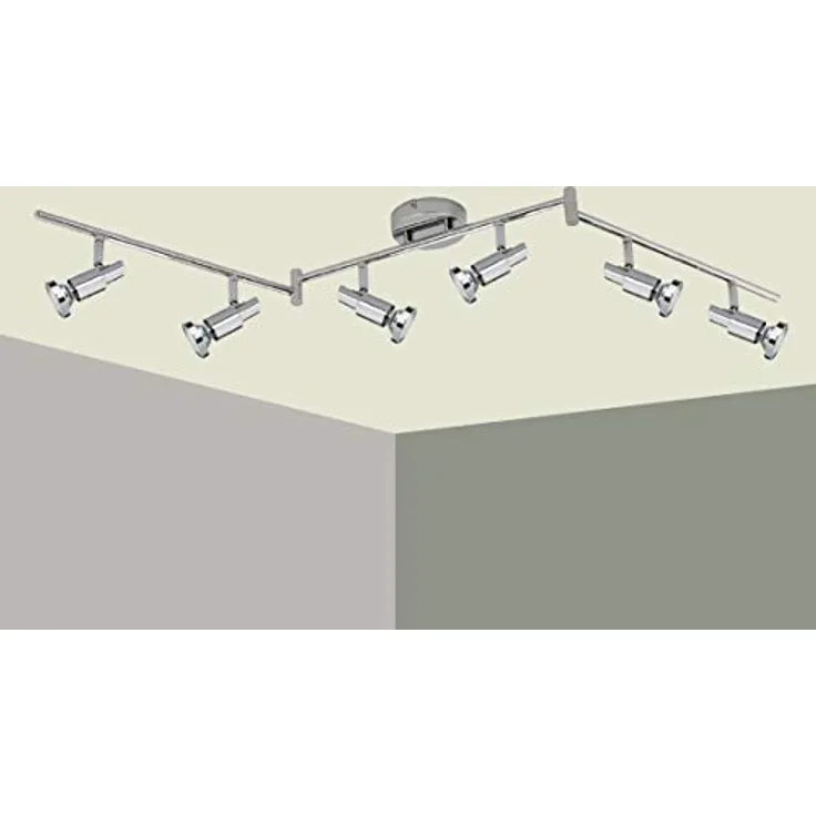 Trango 6-flammig 2991-68SD LED Deckenleuchte *OSCAR* in Chrom-Optik inkl. 6x 5 W 3-Stufen dimmbar GU10 LED Leuchtmittel - Wohnzimmer Lampe schwenkbar
