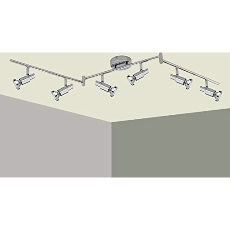 Trango 6-flammig 2991-68SD LED Deckenleuchte *OSCAR* in Chrom-Optik inkl. 6x 5 W 3-Stufen dimmbar GU10 LED Leuchtmittel - Wohnzimmer Lampe schwenkbar – Bild 1