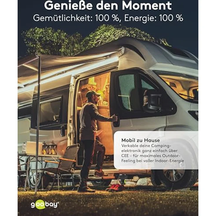 Goobay Camping Adapterleitung 1,5 m, orange, 2 CEE-Buchsen, IP44, für Außenbereich – Bild 5