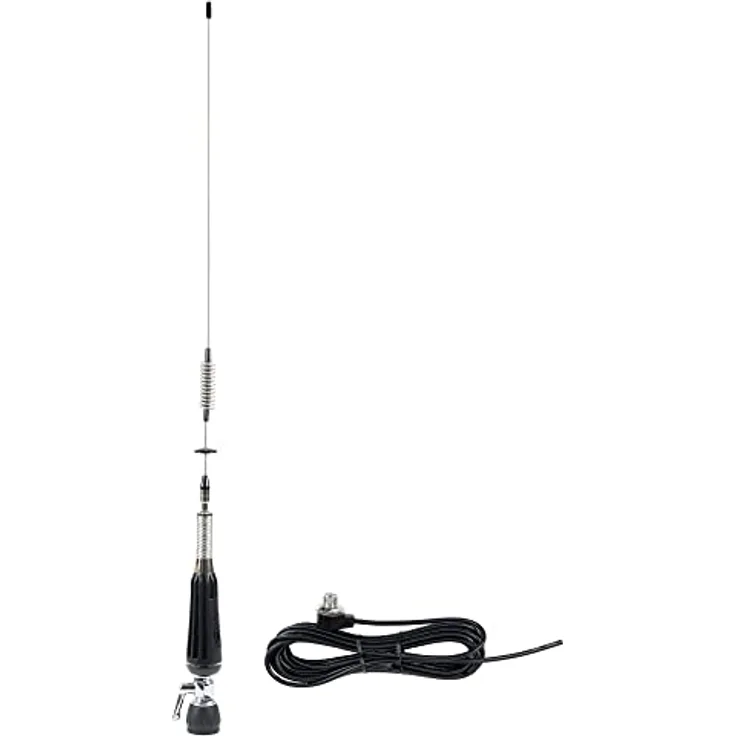 CB Antenne PNI LED 850, 85cm, 300Watt, klappbar, leuchtet bei der Übertragung und PNI T601 Montagekabel