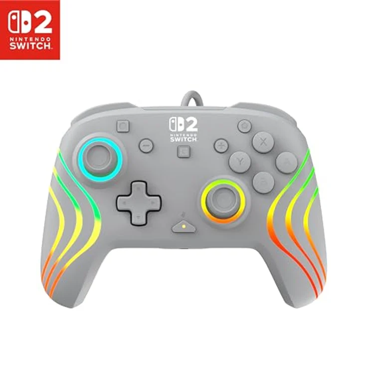 Turtle Beach Afterglow Wave Grau Kabelgebundener RGB-Gaming-Controller für Nintendo Switch 2, mit anpassbaren RGB-Zonen, 3,5-mm-Headset-Anschluss und programmierbaren Tasten – Bild 1