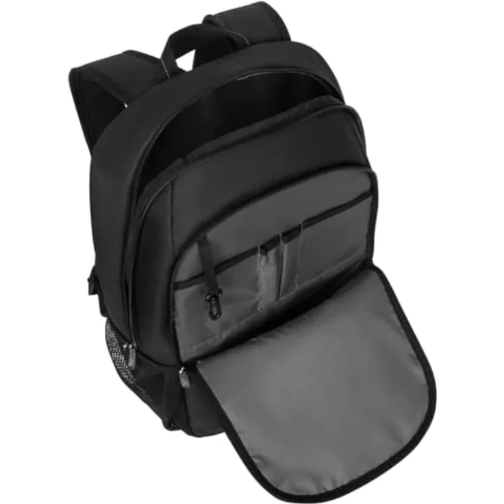 Targus Classic Backpack, Notebook Rucksack bis 40,6 cm (16 Zoll), schwarz, mit gepolstertem Hauptfach und Trolley-Gurt – Bild 7