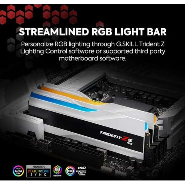 G.Skill Trident Z5 RGB Serie (Intel XMP) 64GB (2 x 32GB) 288-Pin SDRAM DDR5 6400 CL32-39-39-102 1,40V Dual Channel Desktop Memory F5-6400J3239G16GX2-TZ5RW (Mattweiß) – Bild 3