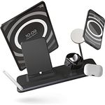ZENS Aluminium MagSafe Ladestation 4in1 für iPhone, iPad, AirPods, Apple Watch und -Pencil (Qi/Mfi und Made for MagSafe Zertifizierung, 45W Netzteil + Kabel inklusive) Schwarz