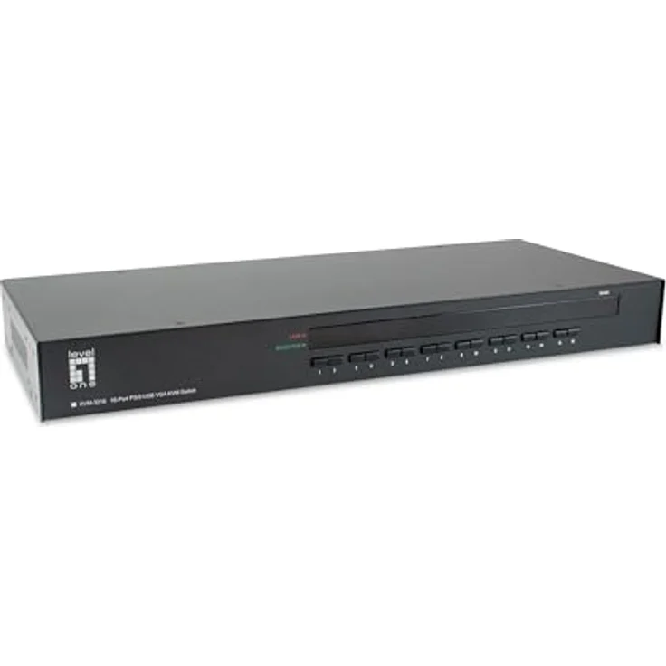 LevelOne KVM-3216, 16-Port PS/2-USB VGA KVM Switch mit OSD und Passwortschutz, Schwarz – Bild 1