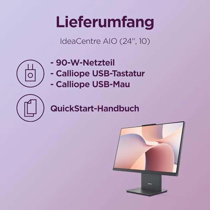 Lenovo IdeaCentre AIO 24AKP10, 60,5 cm (23,8"), Full HD, AMD Ryzen 5, 16 GB RAM, 1 TB SSD, Windows 11 Home, Luna Gray – Bild 8