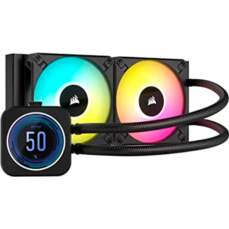 Corsair iCUE H100i Elite LCD XT, CPU Wasserkühler mit integriertem LCD-Display zur individuellen Anzeige, Schwarz – Bild 1