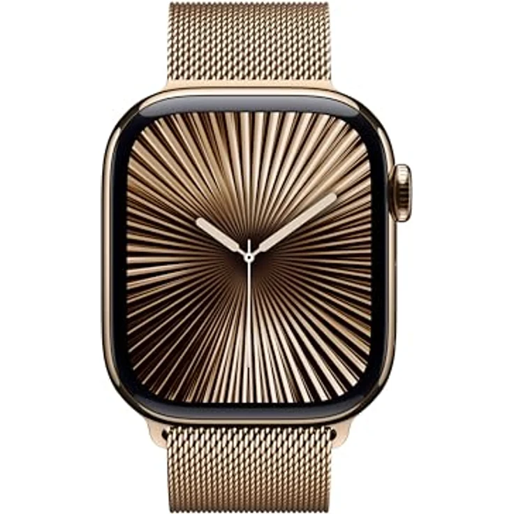 Apple Watch Series 10, 42 mm, GPS + Cellular, Titangehäuse Gold, Milanaise Armband Gold, One size – Bild 2