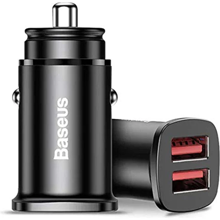 Baseus Square Metal Quick Car Charger, Schwarz, 30 W, USB Type A & USB Type A, Anzahl der USB Ports: 2, Quick Charge 3.0 – Bild 1