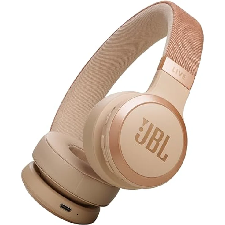 JBL Live 670 NC – Bluetooth On-Ear-Kopfhörer mit adaptivem Noise-Cancelling – Kabellose Ohrhörer Signature Sound und Sprachassistent – Langer Musikgenuss für bis zu 65 Stunden – Sandstein – Bild 1