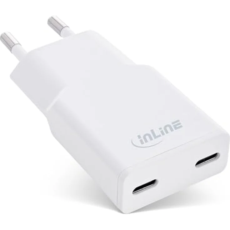 InLine USB-C Ladegerät, ultrakompakt, 2-Port, 30W, Schnellladegerät, Power Delivery, PPS, weiß – Bild 1