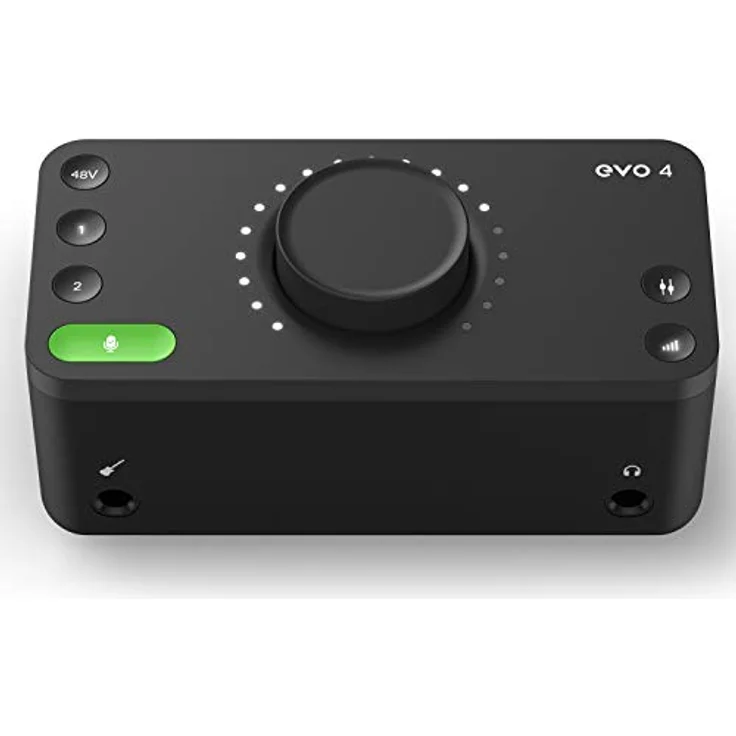 EVO Start Recording Bundle (Audiointerface EVO 4, Großmembrankondensatormikrofon SR1, geschlossene Studiokopfhörer SR2000, eine Mikrofonspinne sowie ein XLR Anschlusskabel), Schwarz – Bild 2
