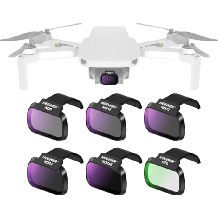 NEEWER 6er Pack ND CPL Filter für DJI Mini 4K/2/Mavic/SE/2 SE, HD Glas, Snap On Zirkular Polarisationsfilter ND8/ND16/ND32/ND64/ND256, Gimbal Safe