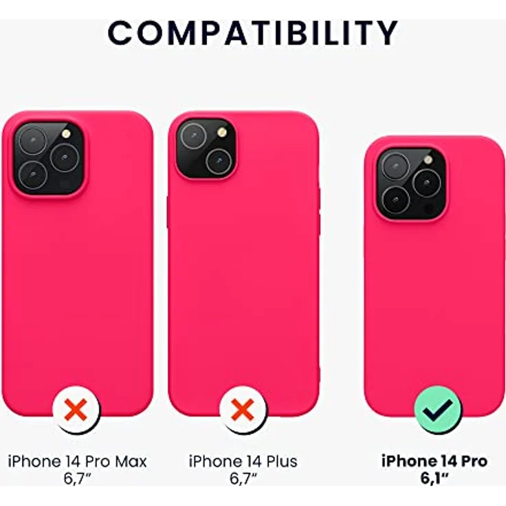 kwmobile Handyhülle für iPhone 14 Pro, Silikon Schutzhülle in Neon Pink, stoßfest und kabelloses Laden unterstützend – Bild 2