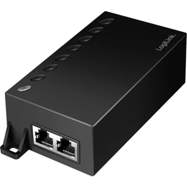 Logilink Gigabit PoE++ Injector 60 W, automatische Erkennung von PoE-Endgeräten, 2 Gigabit-RJ45-Ports, Plug & Play Installation, schwarz
