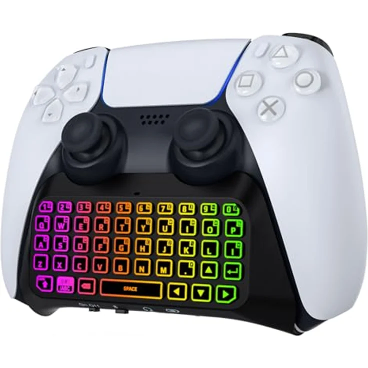 MoKo RGB Hinterlicht Tastatur für PS5-Controller, Bluetooth Kabellos mit integriertem Lautsprecher und 3,5-mm-Audiobuchse, schwarz – Bild 1