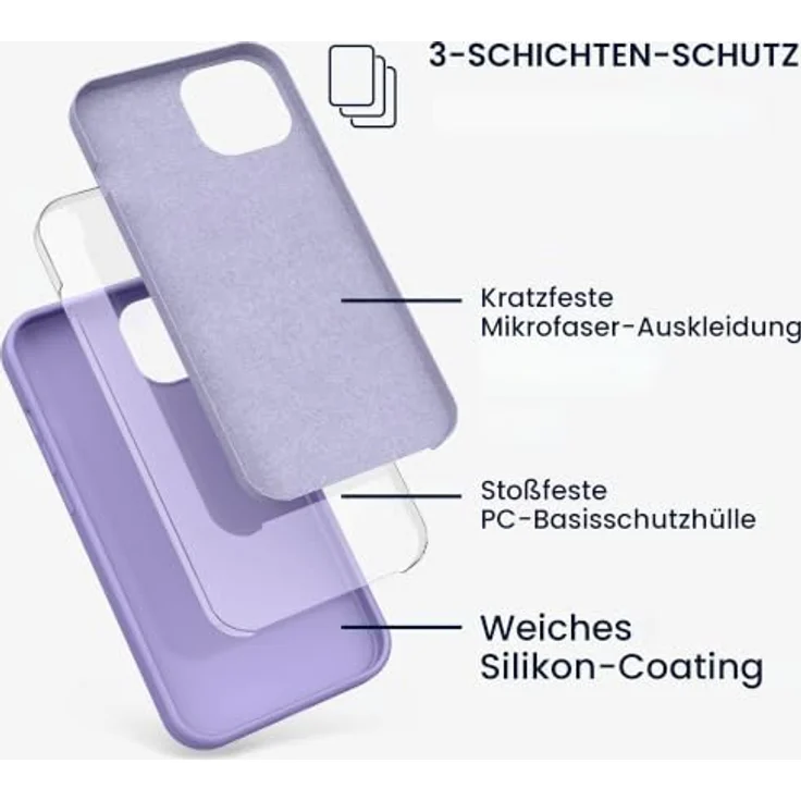 kwmobile Handyhülle für iPhone 13, Silikon Case in Lavendel, rutschfester Schutz, kabelloses Laden – Bild 2