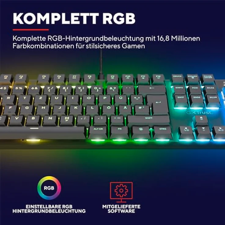 Trust GXT866 TORIX MECHANICAL (DE, Kabelgebunden), Tastatur, Schwarz, KEYBOARD DE – Bild 6