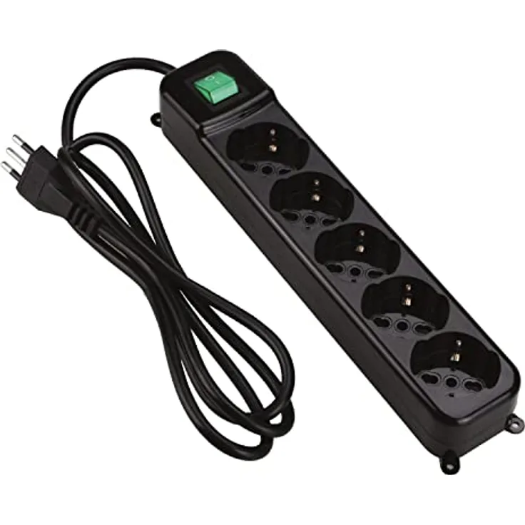 Tecnoware Steckerleiste - Elektrische Steckerleiste mit 5 SCHUKO/ITALIA-Ausgängen 10/16A 45°-Neigung - beleuchtetem Schalter und Kinderschutz - ITALIEN-Eingangsstecker