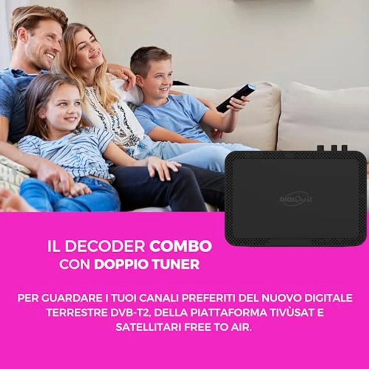 DIGIQUEST Tivùsat Combo Q80 4K Decoder, Schwarz, mit aktivierbarer Aufnahmefunktion, 2-in-1-Fernbedienung und tivùsat 4K Karte – Bild 5