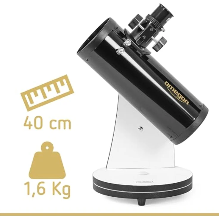 Omegon Dobson Teleskop N 76/300 DOB, Newtonteleskop mit 76 mm Öffnung, intuitiver Dobson Montierung, inklusive 4 Okulare und Barlowlinse, 1,6 kg, 40 cm hoch – Bild 2