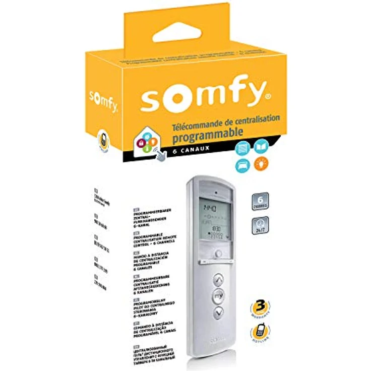 Somfy Telis 6 Chronis RTS Pure 1805215, 6-Kanal-Fernbedienung mit LCD-Anzeige, programmierbarer Automatikbetrieb, IP30 Schutzart – Bild 2