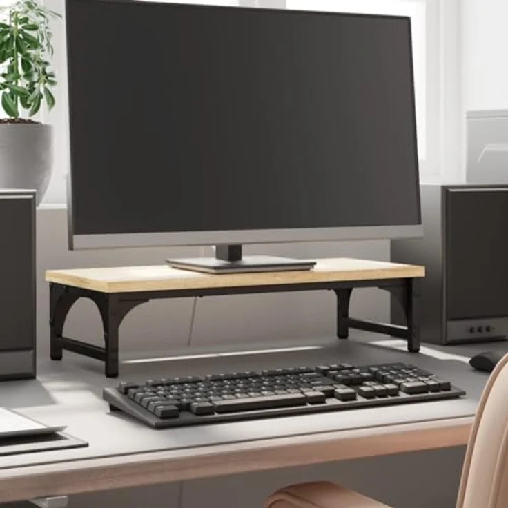 vidaXL Monitorständer Sonoma-Eiche, ergonomischer Bildschirmständer mit Stauraum, 55x23x14 cm, Holzwerkstoff – Bild 2