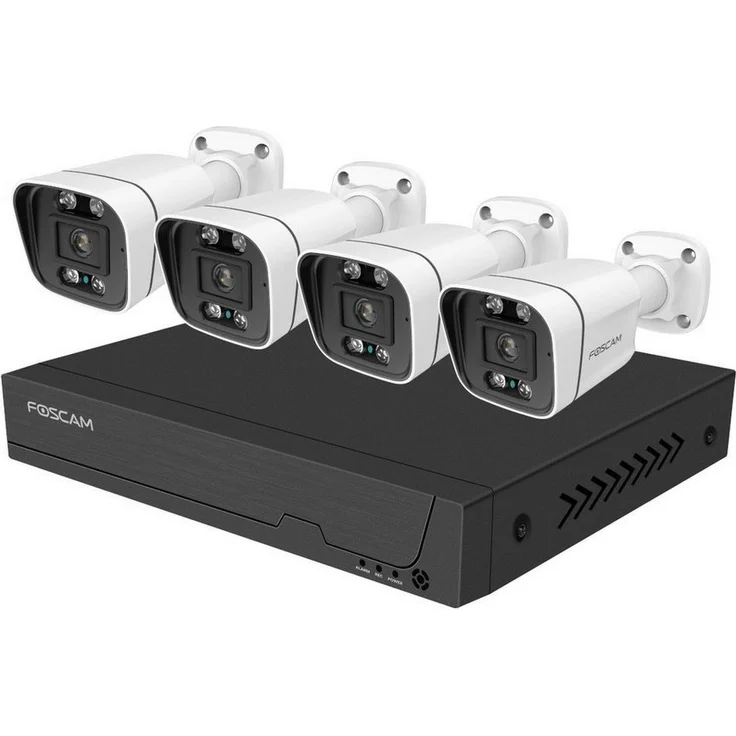 Foscam FNA108E-B4-2T 8-Kanal 4K 8 MP PoE Videoüberwachungsset in Weiß mit 4x Überwachungskamera, 2 TB HDD, Zwei-Wege-Audio und Alarmsirene – Bild 1