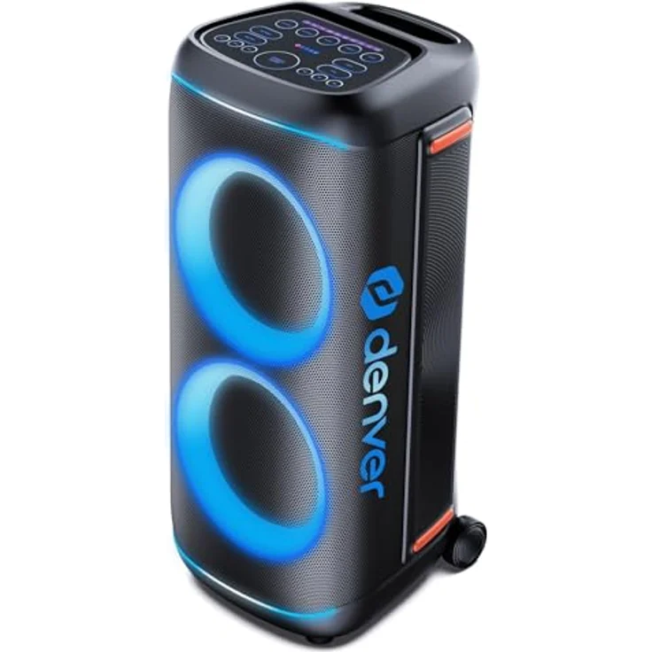 Denver BPS-470, Bluetooth Party Speaker mit 2 x 10" Woofers, 2000 W, spritzwassergeschützt, schwarz, neu – Bild 4