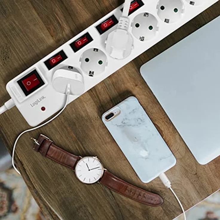 LogiLink Steckdosenleiste 6-fach,6xCEE 7/3,m. 7Schalter,weiß – Bild 2